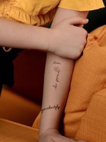 件黑色臨時紋身貼紙適用於手指、手腕和身體小部位帶花、蝴蝶和星星圖案 - 黑色 - 查看 4