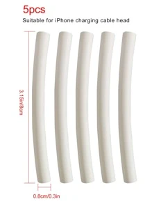 5pcs Data Cable Charging Cable Repair Heat Shrink Tube Protective Cover White 8cm Compatible With Apple Charging Cable Head - White - View 4