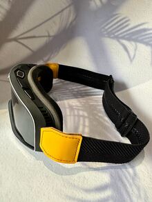 1副复古摩托车护目镜，复古骑行防护眼镜，网格图案，飞行员款式，防风防沙设计，可调节弹性绑带，泡沫衬垫，时尚滑雪护目镜 - 黑色 - 查看 4