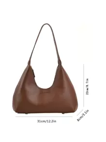 Retro Minimalist French Style Crescent Underarm Bag, Fashionable Elegant Versatile Shoulder/Crossbody Baguette Bag For Women - Brown - View 6