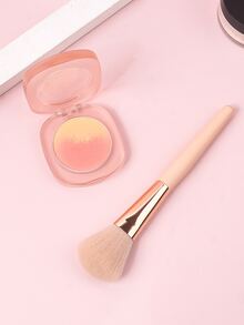 单柄木柄腮红刷，多功能美妆工具，可用于修容、粉底、遮瑕、腮红、轮廓修饰、古铜粉、散粉等多种用途。
