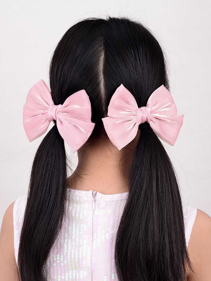 1 Pair Girls Princess Style Satin Bow Hairclips, Sweet School Girl Butterfly Barrette, Suitable For Daily Life Or Vacation