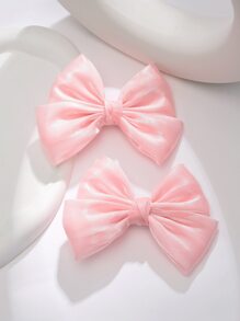1 Pair Girls Princess Style Satin Bow Hairclips, Sweet School Girl Butterfly Barrette, Suitable For Daily Life Or Vacation