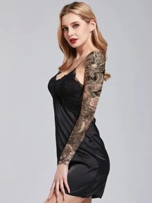 STARTTOOS 1 件全袖临时纹身贴纸，带有龙和云图案，适用于手臂、花臂 - 黑色 - 查看 4