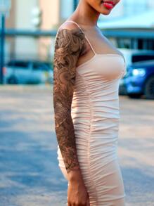 STARTTOOS 1 件全袖临时纹身贴纸，带有龙和云图案，适用于手臂、花臂 - 黑色 - 查看 1