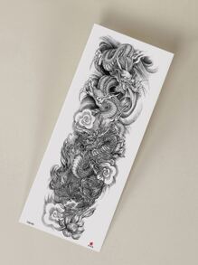 STARTTOOS 1 件全袖临时纹身贴纸，带有龙和云图案，适用于手臂、花臂 - 黑色 - 查看 5