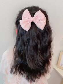 1 Pair Girls Princess Style Satin Bow Hairclips, Sweet School Girl Butterfly Barrette, Suitable For Daily Life Or Vacation