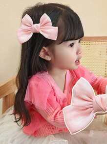 1 Pair Girls Princess Style Satin Bow Hairclips, Sweet School Girl Butterfly Barrette, Suitable For Daily Life Or Vacation