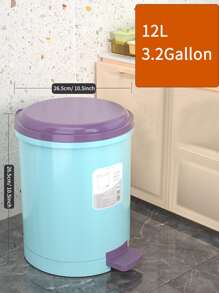 Plastic Small Trash Can, Round Cylindrical Soft-Close Small Trash Can With Foot Pedal, Waste Basket for Bathroom, Bedroom, Home Office, Living Room, Kitchen, 3.2Gallon, Blue - Baby Blue - View 3