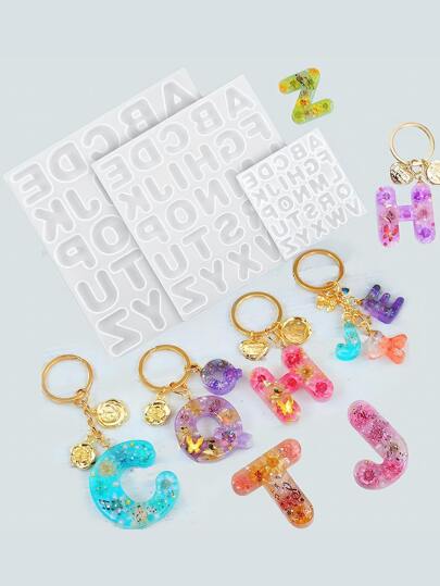 1pc Mini Letter Resin Mold, Fancy Letter Pendant Silicone Mold, Reverse Letter Keychain Epoxy Casting Mold, Suitable For DIY Keychain Pendant Earrings Jewelry, Home Decor