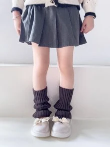 1 Pair Girls Neon Color Knitted Leg Warmers Suitable For Princess Casual Holiday Party Costume Accessories - Dark Grey - View 3