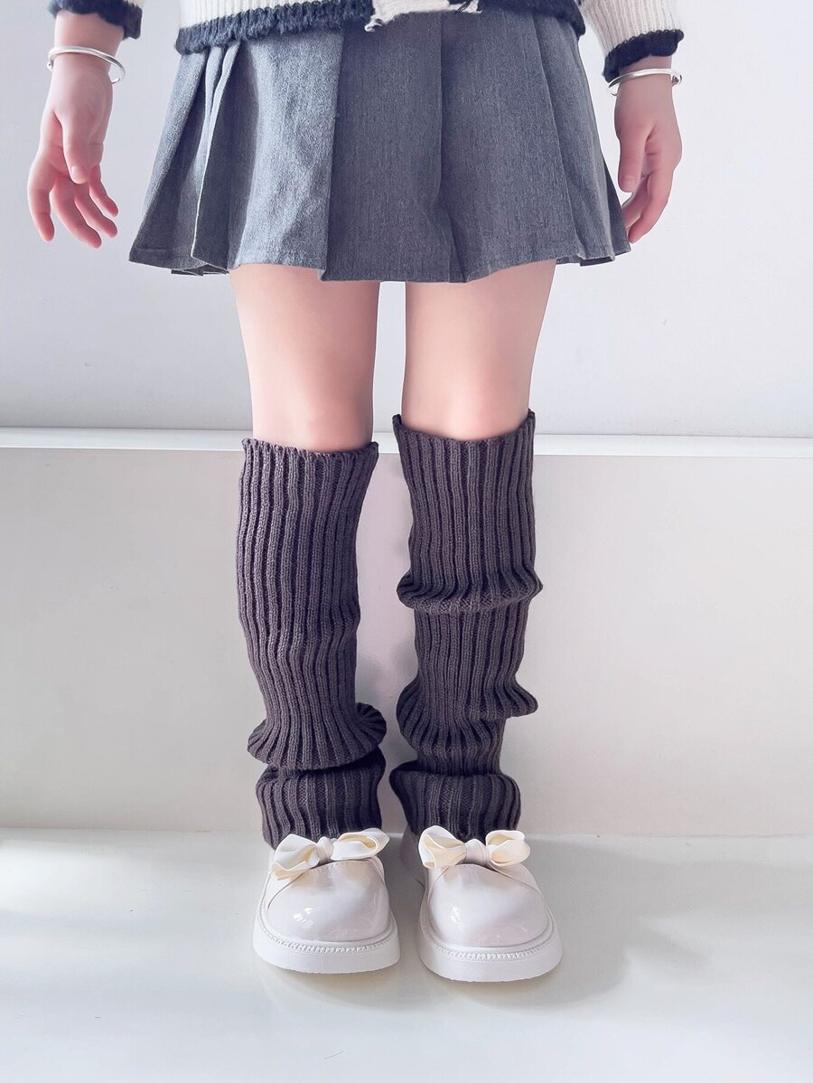 1 Pair Girls Neon Color Knitted Leg Warmers Suitable For Princess Casual Holiday Party Costume Accessories - Dark Grey - View 1