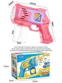 NEUSNEY pudełko Pistolet do baniek dla dzieci , 10-otworowa elektryczna maszyna do baniek mydlanych , w pełni automatyczna , stale wypuszcza kolorowe bąbelki , ze światłem i muzyką , zabawka do zabawy na świeżym powietrzu , odpowiednia dla chłopców i dziewcząt powyżej 3 roku życia , prezent , bez wody bąbelkowej , bez baterii