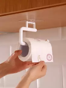 1pc Kitchen Paper Towel Holder, Plastic Material, No Drilling Required, Suitable For Cabinet, Sink, Etc. Kitchen Items Kitchen Accessories Kitchen Tools - White - View 2