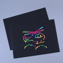 10 Sheets + 6 Traffic Stencils Black Rainbow Scratch Paper, Colorful Art Scratchboard - 10 paper + 6 traffic template - View 5