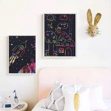 10 Sheets + 6 Traffic Stencils Black Rainbow Scratch Paper, Colorful Art Scratchboard - 10 paper + 6 traffic template - View 6