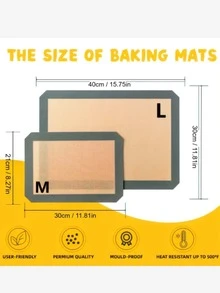 矽膠烤墊,防滑烤墊套裝,烘烤床單,可重複使用和不粘烘烤床單地墊餅乾,紅色 - 紅色 - 查看 6