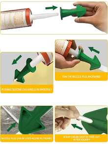 3 piezas calafatear Boquilla de silicona Utensilio para aplicar algo calafatear Herramienta Raspador Utensilio para aplicar algo de silicona calafateo Herramienta Boquilla epoxy pistón Accesorio para piso limpieza azulejo ladrillo articulación suciedad Espátula - Verde - Ver 3