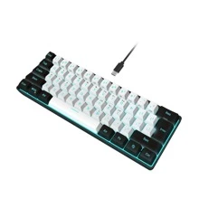 SNPURDIRI Black And White RGB Lighting ABS Cable Keyboard, Compact 61 Keyboard, Suitable For PC/ Game Players, Typists, Travelers, Convenient Business Travel 60% Cable Game Keyboard - Black and White - View 1