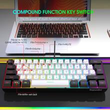 SNPURDIRI Black And White RGB Lighting ABS Cable Keyboard, Compact 61 Keyboard, Suitable For PC/ Game Players, Typists, Travelers, Convenient Business Travel 60% Cable Game Keyboard - Black and White - View 9