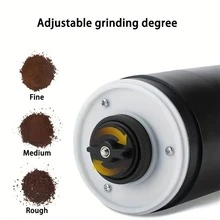 新款白色電動咖啡研磨機,帶磁陶瓷芯,適用於家用,帶usb端口,便攜式設計 - 白色 - 查看 4