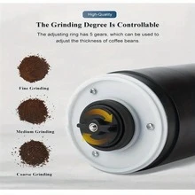 新款白色電動咖啡研磨機,帶磁陶瓷芯,適用於家用,帶usb端口,便攜式設計 - 白色 - 查看 5