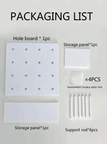 1pc Solid Color Stationery Storage Rack, Simple Self-adhesive Wall Mounted Holder For Office, School, Student - White - View 8