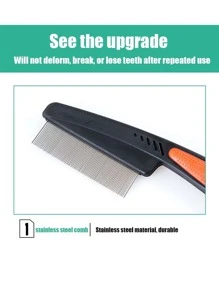 1pc Fine Tooth Lice Comb Dense Teeth Dandruff Comb For Removing Nits & Dandruff, Old-fashioned Ricinus Comb - Black - View 5