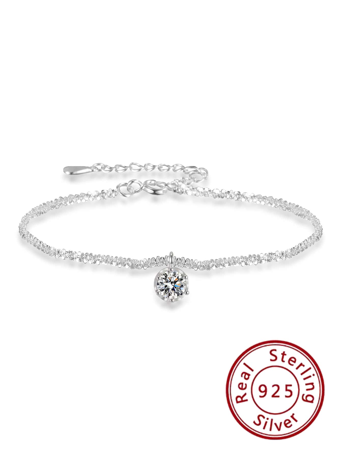 925純銀手環帶彩色方晶鋯石-星系系列 - 銀色 - 查看 1