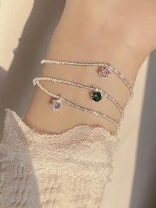 925純銀手環帶彩色方晶鋯石-星系系列 - 銀色 - 查看 5