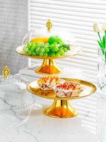 1pc Stainless Steel Tray With Lid Cake Tray - Gold - View 2