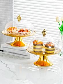 1pc Stainless Steel Tray With Lid Cake Tray - Gold - View 3