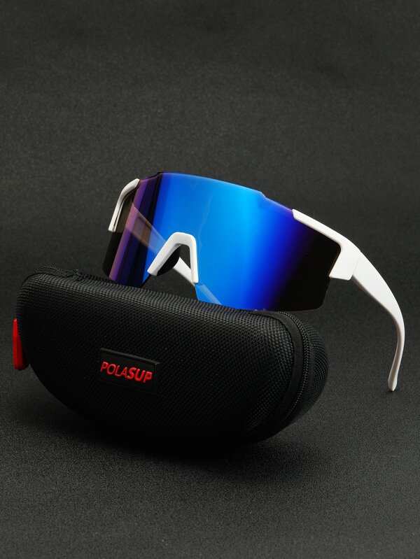 POLASUP 1pc Cycling & Outdoor Sports Goggles With Detachable Strap, Eyeglasses Case Gift Set, Available In Black, White, Blue, Purple, Red, Pink, Suitable For Men And Women, All Seasons Sports For Driving, Fishing, Camping, Cycling, Hiking, Running
