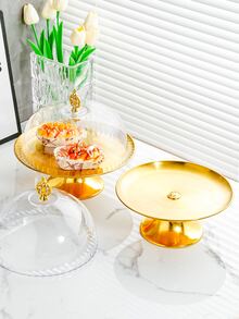 1pc Stainless Steel Tray With Lid Cake Tray - Gold - View 6