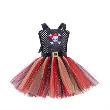Pirate Dress-up Party Set For Girls Including Pirate Flag Headband, Skull Handbag & Dress - Black - View 5