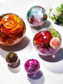 3 pièces Ensemble de moules en silicone et résine pour formes rondes, moules en silicone transparents sphériques 3D sans couture améliorés, grand moule en résine époxy pour la préservation des fleurs, le moulage de résine, le savon, les bougies et la décoration d'intérieur