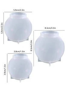 3 pièces Ensemble de moules en silicone et résine pour formes rondes, moules en silicone transparents sphériques 3D sans couture améliorés, grand moule en résine époxy pour la préservation des fleurs, le moulage de résine, le savon, les bougies et la décoration d'intérieur