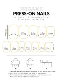 24 piezas corto cuadrado estilo francés con patrón de piel de serpiente Puntas de uñas con pintura + 1 pieza gelatina pegamento + 1 pieza Lima de uña - Multicolor - Ver 5