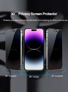 3 Packs 2 Privacy Screen Protector Compatible With iPhone 14 11 12 13 PRO MAX Mini Anti-Spy Tempered Glass Compatible With iPhone XS Max XR X 6 7 8 Plus SE Plus 1 Clear Silicone Case - Black - View 4