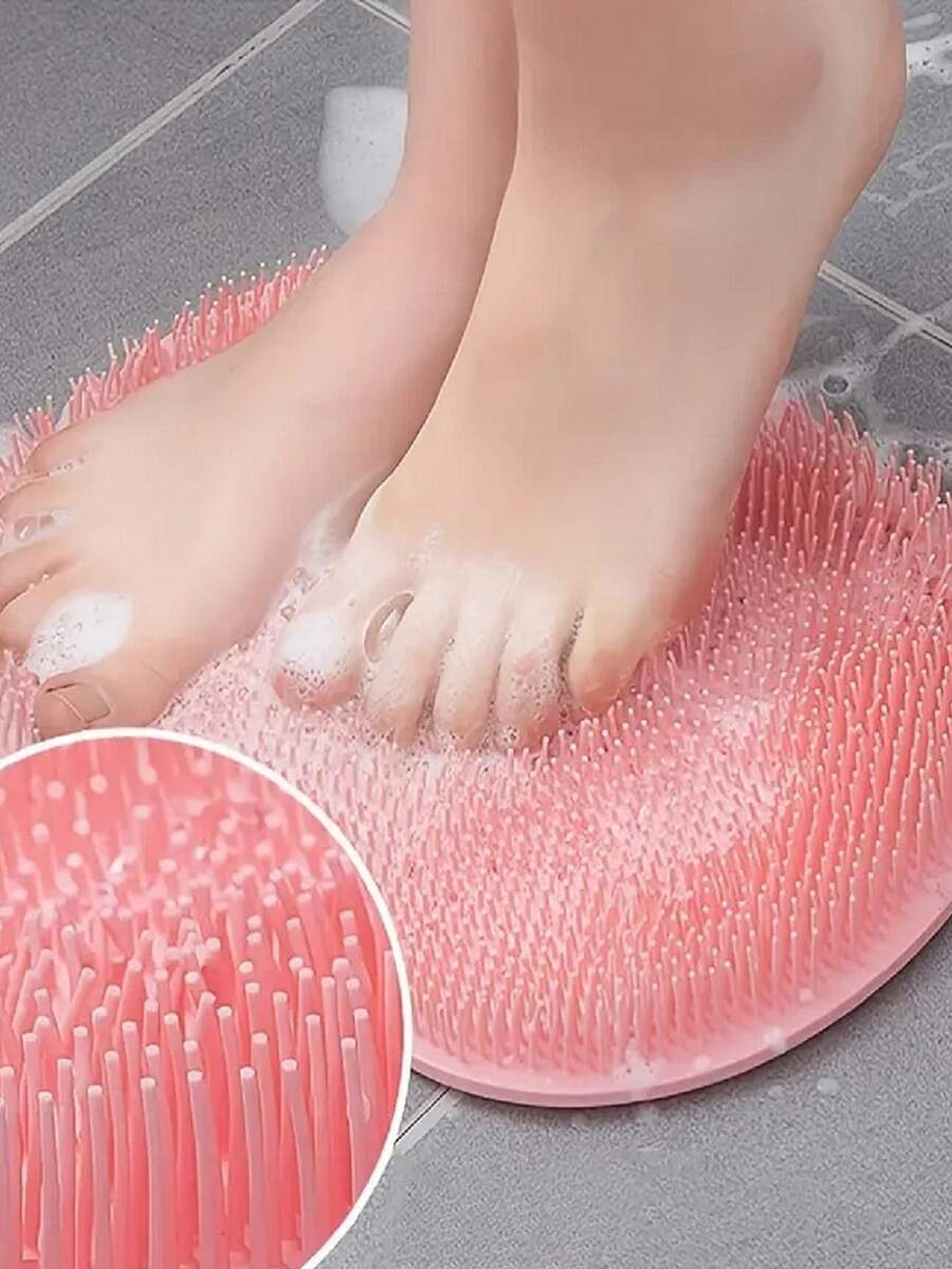 1pc Bath Exfoliating Pad Bathroom Washing Pad Shower Foot Scrubber Mat Shower Cleaning Tools - Pink - View 1