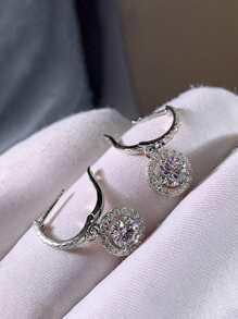 1 Pair Fashion Cubic Zirconia Teardrop Earrings, Suitable For Women, Can Be Worn For Weddings, Engagements, Anniversaries, Parties, Also Great As Gifts For Valentine's Day, Mother's Day, Or Mothers - Silver - View 6