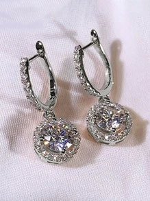 1 Pair Fashion Cubic Zirconia Teardrop Earrings, Suitable For Women, Can Be Worn For Weddings, Engagements, Anniversaries, Parties, Also Great As Gifts For Valentine's Day, Mother's Day, Or Mothers - Silver - View 5