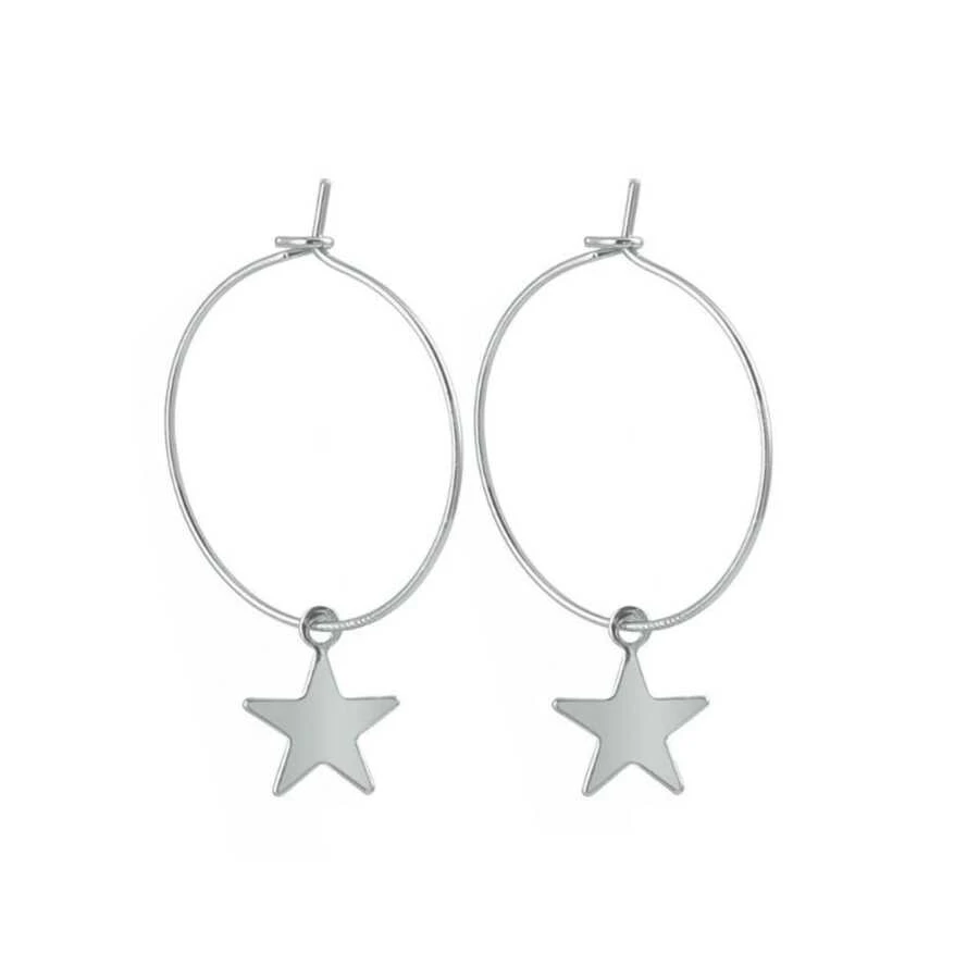2 Đơn giản Ngôi sao Hoa tai Ngôi sao năm cánh Dangle Không giới tính Hoa tai Vàng Màu sắc Hoặc Màu bạc Màu sắc Bữa tiệc ngày lễ Đồ trang sức - Bạc - Xem 1