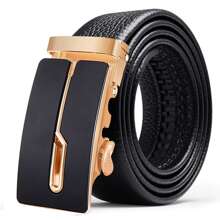 Men's Fashionable Alloy Automatic Buckle Extra Long Leisure Pants Belt, Size 105-170cm - Gold - View 1