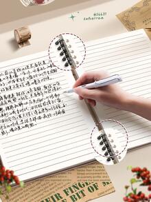 B5 Horizontal Ruled Loose-leaf Notebook With Detachable Spiral Binder, For Note Taking And Meetings - Red - View 6