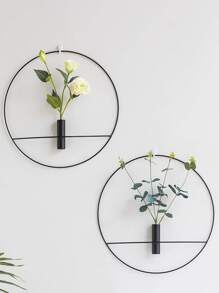 1pc Nordic Style Wall Decoration Iron Art Wall Ornament Creative Home Decoration Living Room Decor Tv Background Decorative Flower Arrangement Wall Decor Office Wall Hanging Decoration,Home Decor ,Room Decor,Wall Decor Gifts Birthday Graduation - Black - View 4