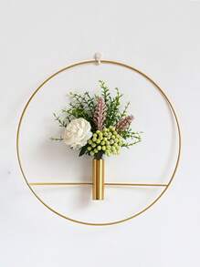 1pc Creative Nordic Style Iron Wall Decoration For Bedroom, Living Room, Office, Dining Room Or Tv Wall, Including Artificial Flowers For Wall Decoration,Home Decor ,Room Decor,Wall Decor Gifts Birthday Graduation