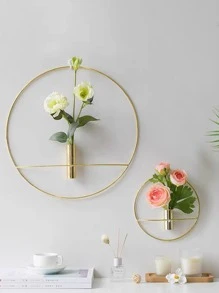 1pc Creative Nordic Style Iron Wall Decoration For Bedroom, Living Room, Office, Dining Room Or Tv Wall, Including Artificial Flowers For Wall Decoration,Home Decor ,Room Decor,Wall Decor Gifts Birthday Graduation