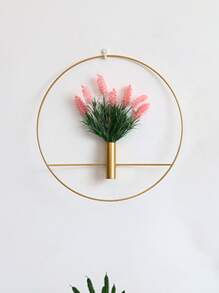 1pc Creative Nordic Style Iron Wall Decoration For Bedroom, Living Room, Office, Dining Room Or Tv Wall, Including Artificial Flowers For Wall Decoration,Home Decor ,Room Decor,Wall Decor Gifts Birthday Graduation