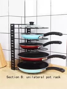 1pc Adjustable Modern & Simple Black Metal Kitchen Countertop Storage Rack For Multiple Kitchenware Such As Chopping Board, Lid, Pots & Pans, Etc. Model A Is Double-sided And Model B Is Single-sided. - Black - View 5